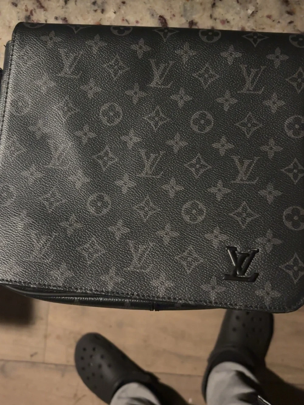 Louis Vuitton Gray on Black Monogram Messenger Bag